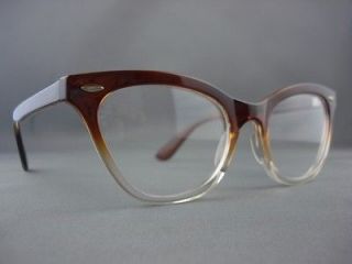 Vintage Cat Eye Wayfarer Brown Crystal Clear Eyeglasses Glasses for 