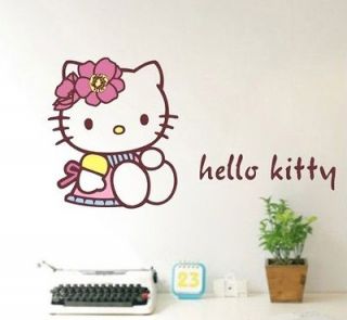 HELLO KITTY with Bear Bedroom Living Room Wall Stickers Decor Decals 
