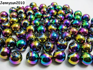 100pcs Multi Colored Natural Hematite Gemstone Round Ball Beads 4mm 