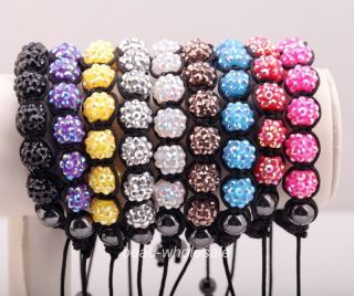   Disco Resin crystal Ball(9p) Hematite Beads(2p) Braid Chain Bracelet