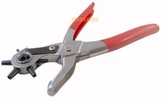 LEATHER REVOLVING HOLE PUNCH Hand Pliers Punch Belt Holes Rubber Hand 