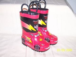 DISNEY CARS~RAIN BOOTS~RED/BLAC​K~TODDLER BOYS SIZE 4/5 NEW