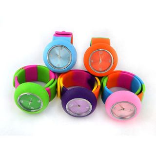lots 4pcs mix color rubber slap pretty fashion wristwatch bracelets