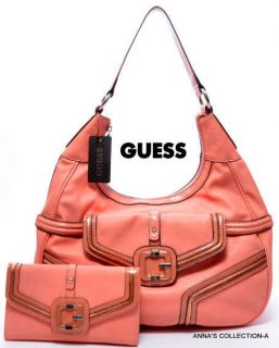 NWT  GUESS CAYA PEACH HOBO PURSE WITH MATCHING WALLET