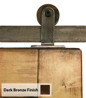   Mounted Barn Door Hardware   Dark Bronze   Wooden Wheel   Sliding Door