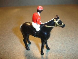   Antique Collectible Cast Metal Show Jumping Horse With Jockey? Japan