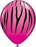 24 Hot Pink Black Zebra Stripe Animal PRINT Balloons PARTY Zoo SAFARI 