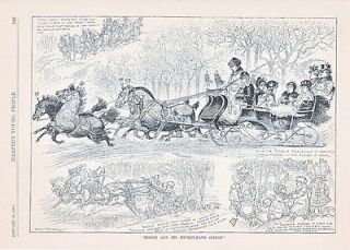 HORSEDRAWN SLEIGH VICTORIAN SLEIGHING ANTIQUE PRINT 1885 by GRAY 