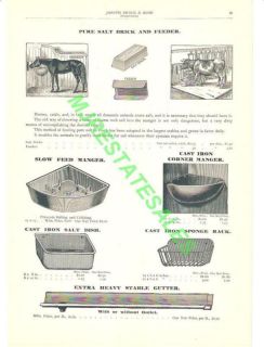 1903 Horse Cattle Stall Manger Feeders Catalog AD