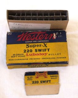 Vintage Western 220 Swift Super X Ammo Box collectible empty cartridge 