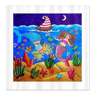 Mermaid Party Fun Whimsical Art Shower Curta 642759630