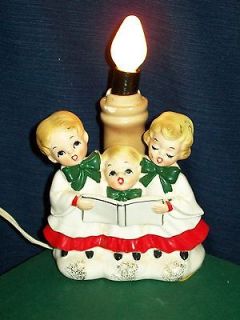 Vintage ceramic CHRISTMAS CAROLERS CHILDRENS CHOIR LIGHT Figurine 