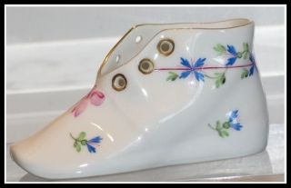 Unusual Signed Herend Hungarian Porcelain Hand Painted Shoe Vase