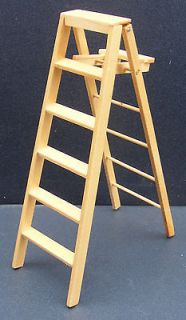   Scale Natural Finish Large Step Ladder Dolls House Miniature Accessory