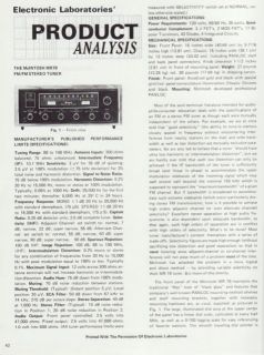 Mcintosh MR 78 Original Tuner Lab Report Brochure