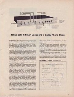 Nikko Original Beta 1 Preamplifier Equipment Report. (Nik 20)