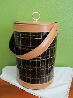   Brown Black Patent Leather Georges Briard Retro Insulated Ice Bucket