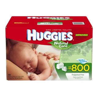 Huggies Natural Care Baby Wipes 800 ct Vitamin E Fragrance Free Tub 