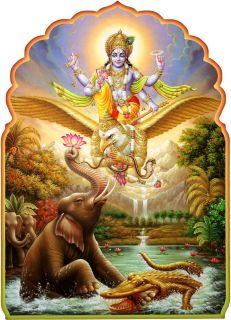 Gajendra Moksha Vishnu T SHIRT India Spiritual Aum Yoga Meditation 