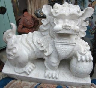 Vintage MARBLE FOO CREATURE DOG GUARDIAN LION Chinese China ShiShi Fu 