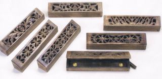 Wood Coffin Design Carved Incense Burner Holder 12 Long Storage 