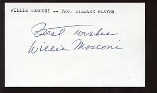   Mosconi Billiards Player Autographed / Signed Index Card Hologram