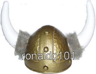 Deluxe Viking Helmet XL Football Thor Costume Gold Party Prop Hat With 