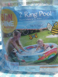 Kiddie Pool Inflatable Pool 2 Two Ring Pool Butterflies Rainbows