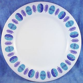 Texas Ware Blue Purple Aqua Trim Dinner Plate 9 7/8