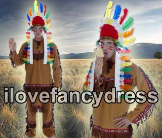 QUALITY MENS INDIAN CHIEF FANCY DRESS COSTUME HEADDRESS