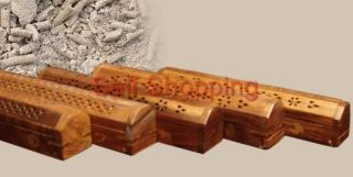   Carved Wood Wooden Coffin Box Incense Sticks Burner Holder Storage NEW