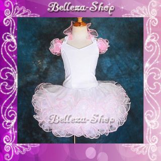 Cup Cake Halter National Pageant Dress Shell DIY Party White Pink SZ 7 