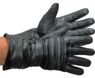 Mens Insulated Lined Leather Winter Gauntlet Glove with Rain Cover