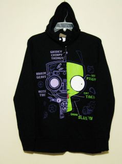 Invader Zim Gir X Ray Black Hoodie   Jacket by MF   HOT TOPIC Size 