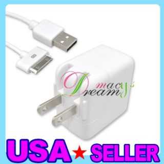 10W USB Wall Charger Adapter+Cable For iPod iPad 1/2 iPhone 4/3GS/3G