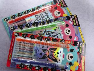 Fashion Tattoo Pens 8 color Glitter Gel Ink Refill Cores Temporary 