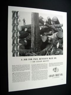 Chain Belt Co. Lumber Industry logging uses 1941 Ad