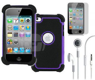 3x accessories for iPod Touch 4 4G Purple Armor Protective Back Cover 