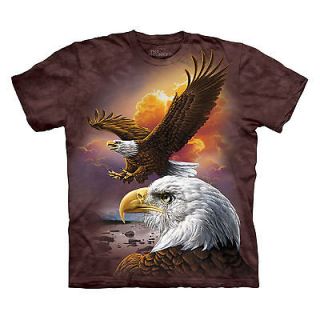 THE MOUNTAIN EAGLE & CLOUDS SIZE EXTRA LARGE XL BIRDS FLY SUNSET T 