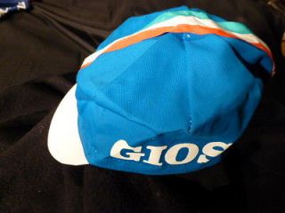 Vintage GIOS Turquoise w/ ITALIAN STRIPES Cotton CYCLING Cap Hat NEW 