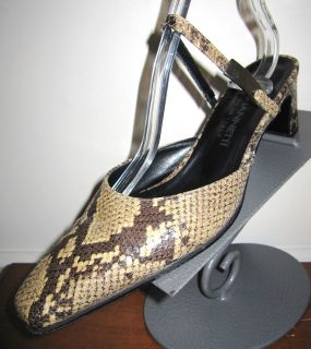 GIANNETTI Made in Italy Snakeskin Embossed Leather Mules sz 8.5 L 