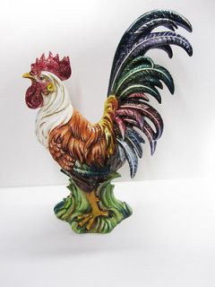   Ceramic Rooster Figurine Bird Statue Hand Painted Made in Italy