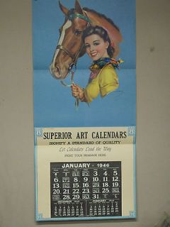 Cowgirl/Cowboy advetising Calendar showroom sample, 20x44 J Erbit 