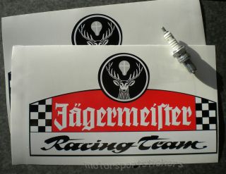 Pair of JAGERMEISTER RACING TEAM Stickers Decals 9 Inch