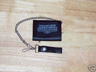   HARLEY DAVIDSON U S A MOTORCYCLES LEATHER WALLET W CHAIN KEY CLASP
