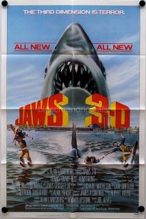 JAWS 3 D * 1 SHEET ORIGINAL MOVIE POSTER 1983