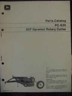 John Deere 507 Gyramor Rotary Cutter Mower Parts Catalog Manual