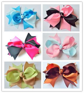 12MIX Wholesale 5.5INCH Two Tone Butterfly Hair Bow Clip T59