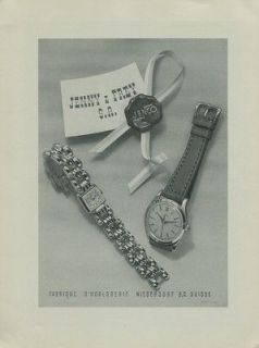   Watch Company Vintage 1949 Swiss Ad Jenny & Frey S.A. Suisse Advert