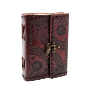   Trade Handmade Medium Embossed Stitched Leather Journal Diary   Clasp